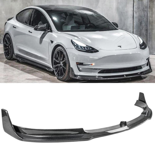 Tesla Model 3 V Style Carbon Fiber 3PC Front Lip