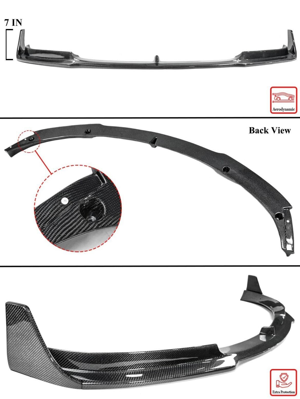 Tesla Model 3 V Style Carbon Fiber 3PC Front Lip